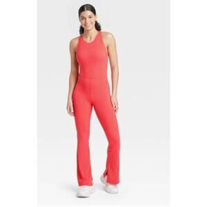 JoyLab XL Women's High Neck Flare Active Jumpsuit Red